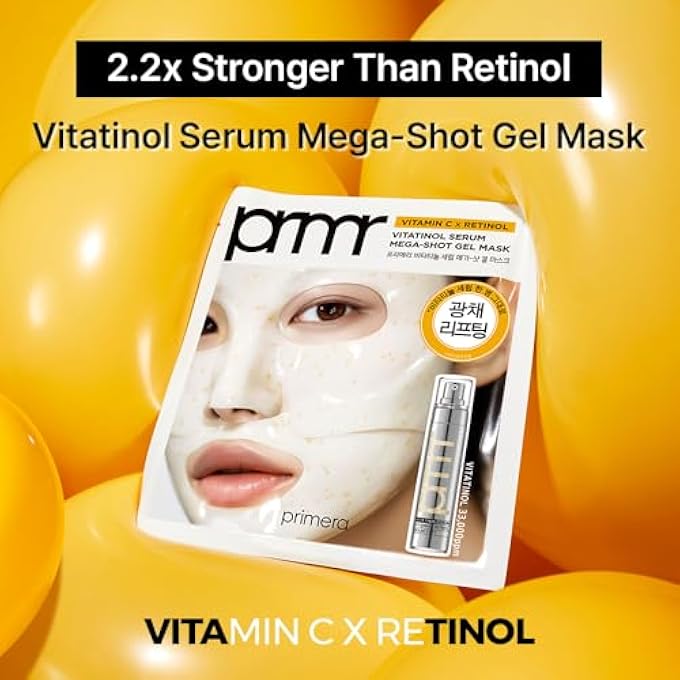 PRIMERA PRMR VITATINOL SERUM GEL MASK | OVERNIGHT MELTING MASKS, FOR COLLAGEN SYNTHESIS WITH VITAMIN C & RETINOL, IMMEDIATE PORE TIGHTENING, FIRMING AND HYDRATING 34G X 4EA - Image 2
